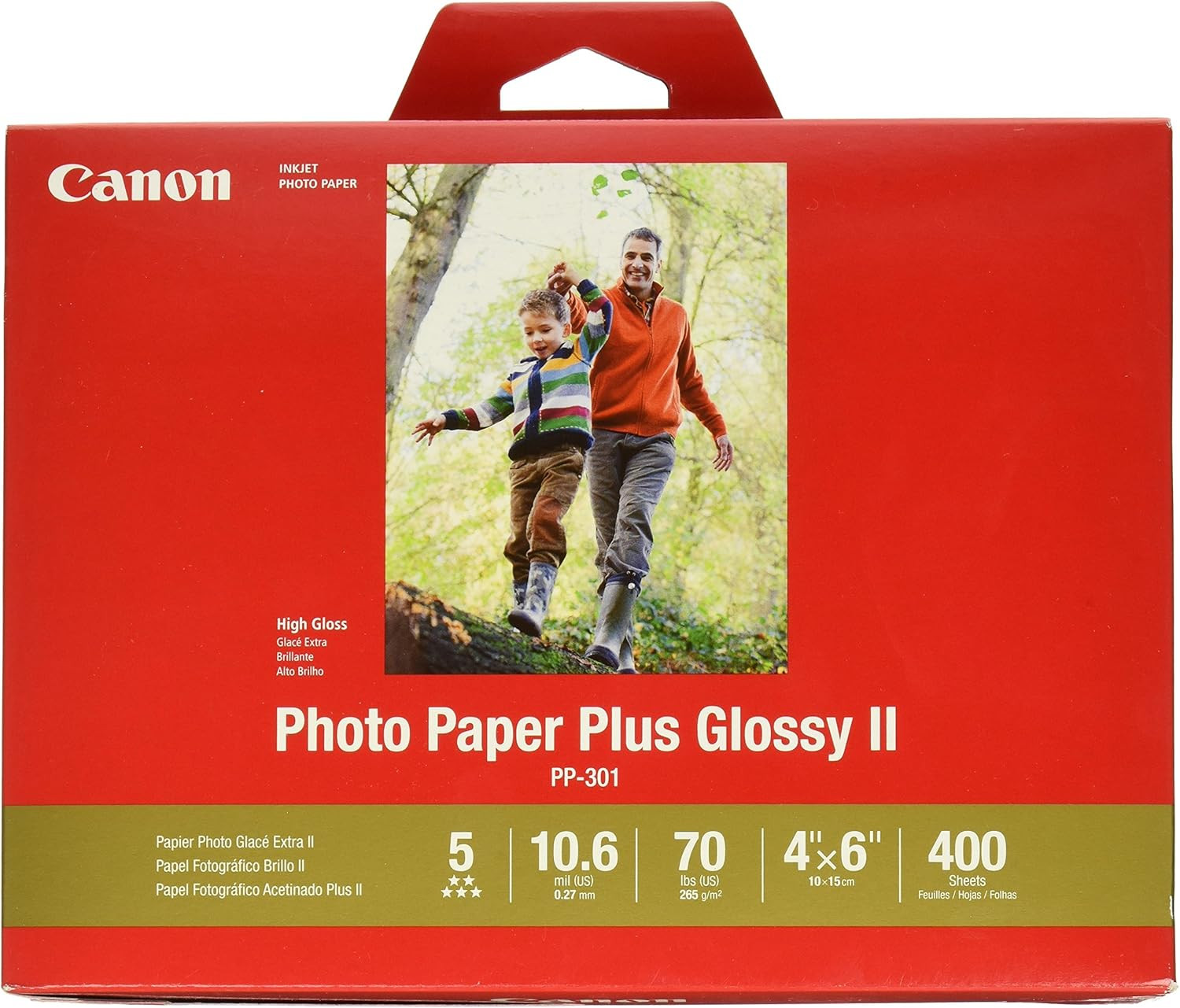 Ink Photo Paper Plus Glossy II 4" x 6" 400 Sheets (1432C007)