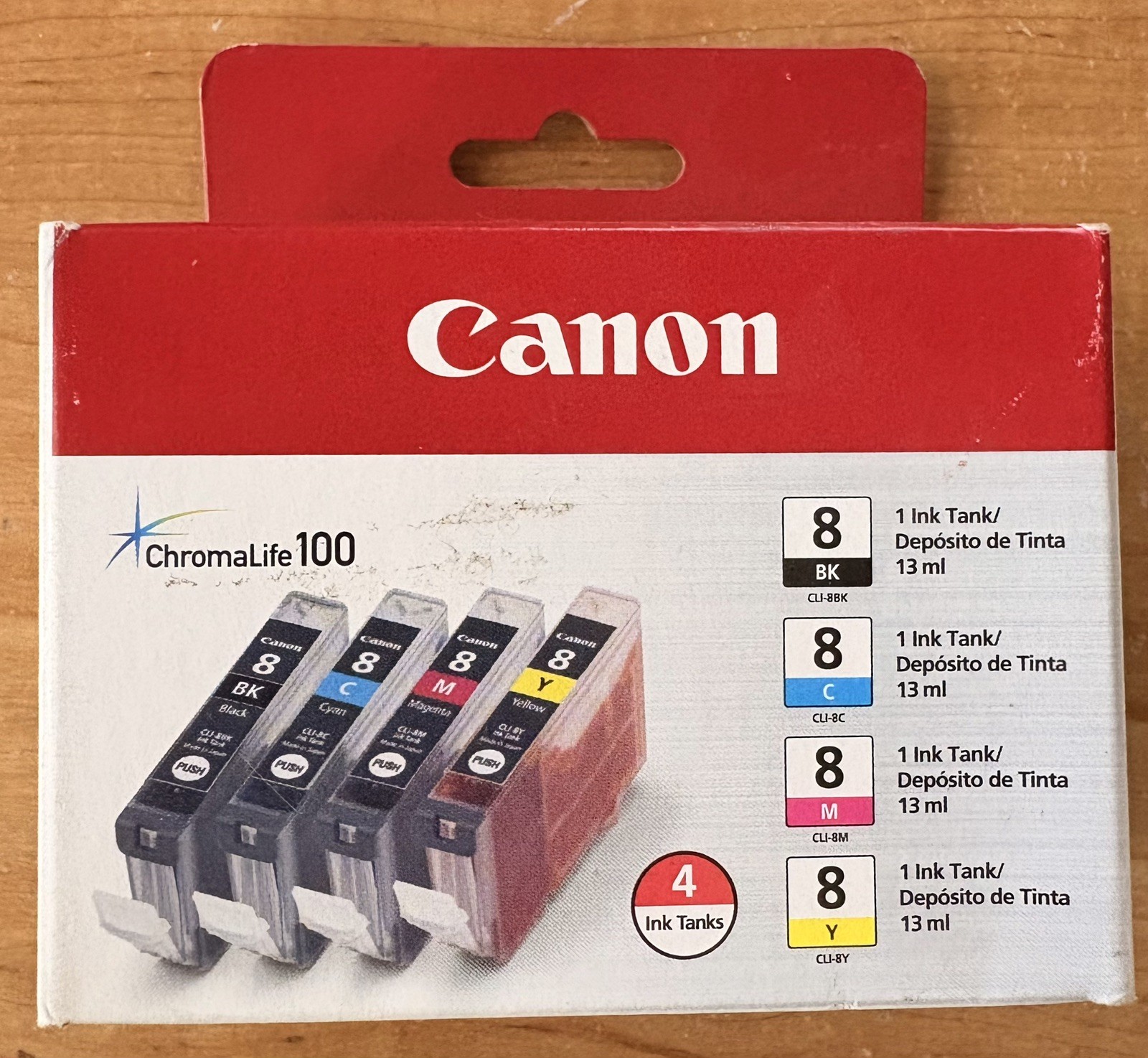 NEW SEALED Canon ChromaLife 100 CLI-8 Ink 4 Pack Black Cyan Magenta Yellow