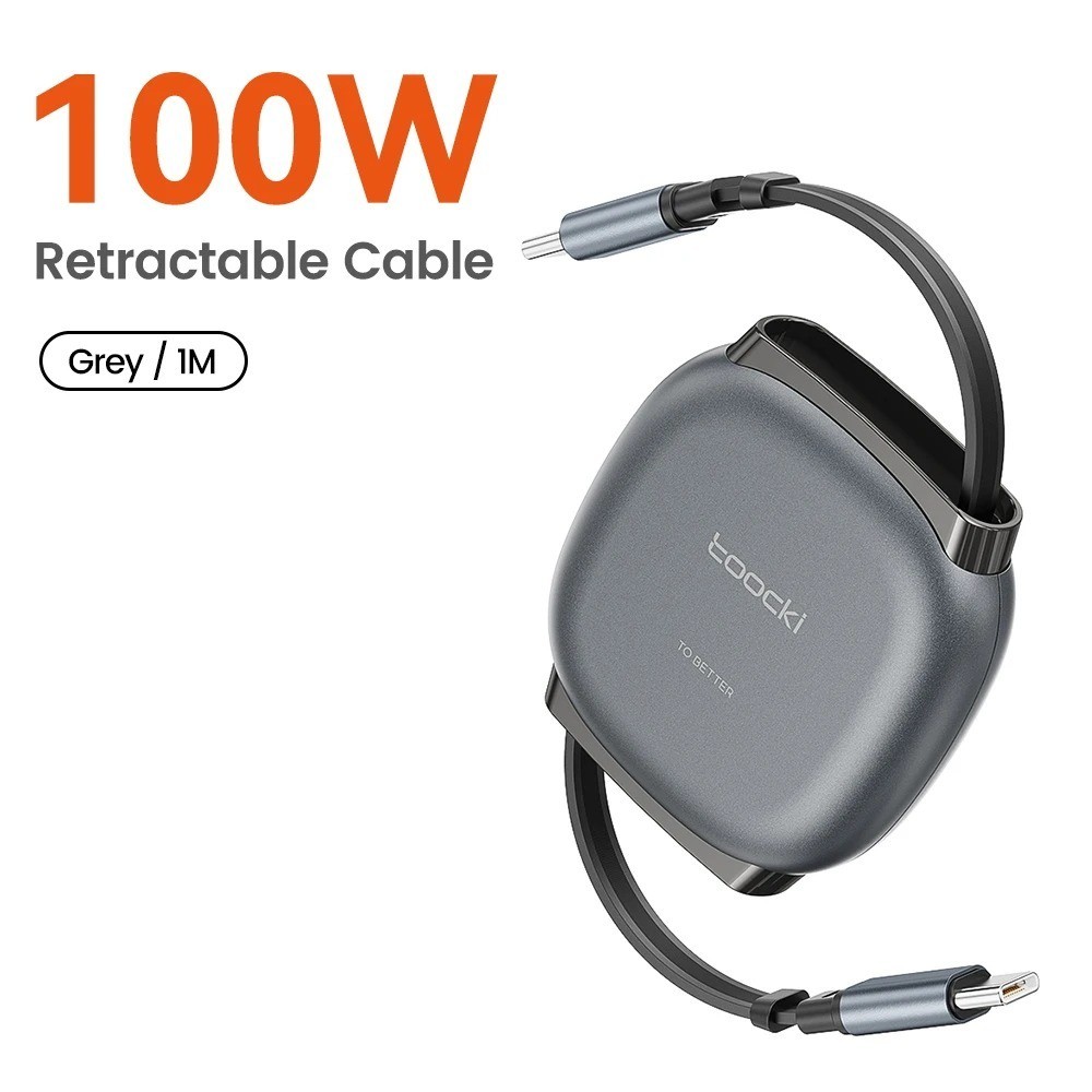 Toocki 100W Retractable USB-C Cable Fast Charging 480Mbps Data Cord