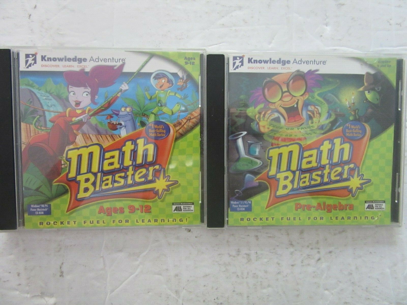 Lot of 2 Math Blaster CD-ROMs Ages 9-12 and Pre-Algebra Windows 98/95 