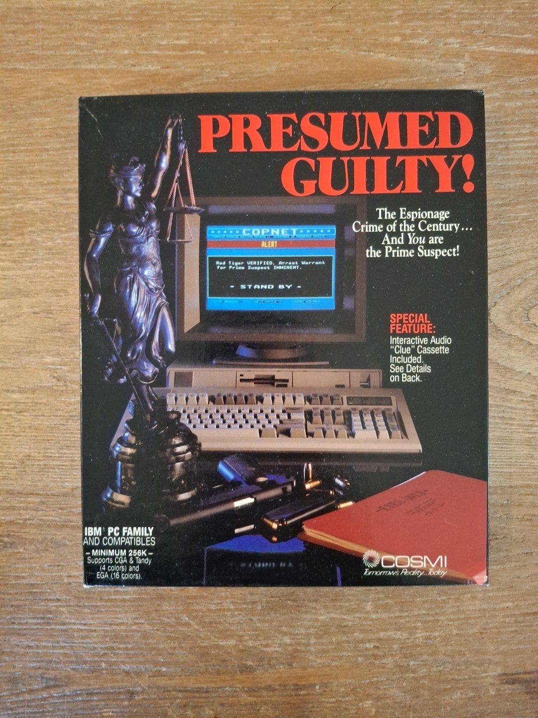 Vintage 1989 Cosmi PRESUMED GUILTY IBM PC Game 5.25" disks, complete Rare