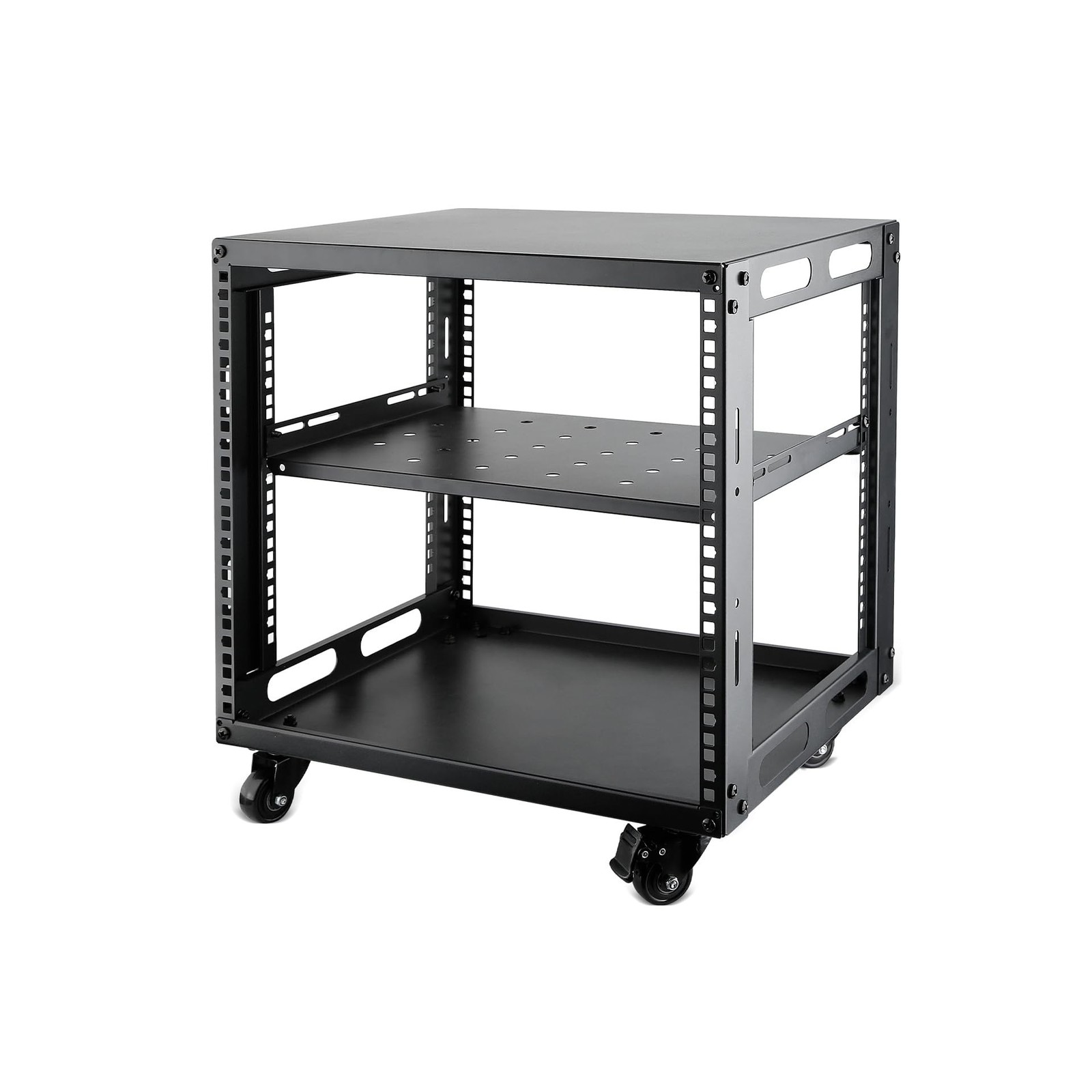 9U Open Frame Server Rack with Wheels Free Standing Network Server Rack for S...