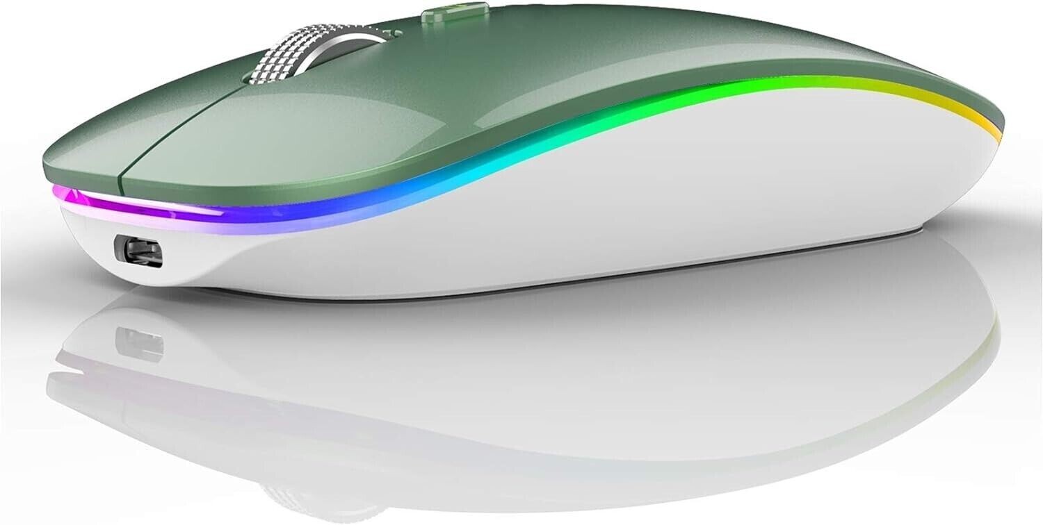 TENMOS Wireless Bluetooth Mouse LED Slim Dual Mode + USB 2.4GHz Tested