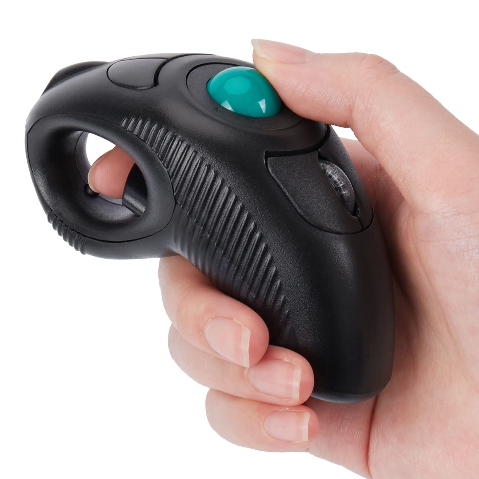 Wireless USB Handheld Finger Trackball Mouse 5 Button Ambidextrous PC Laptop