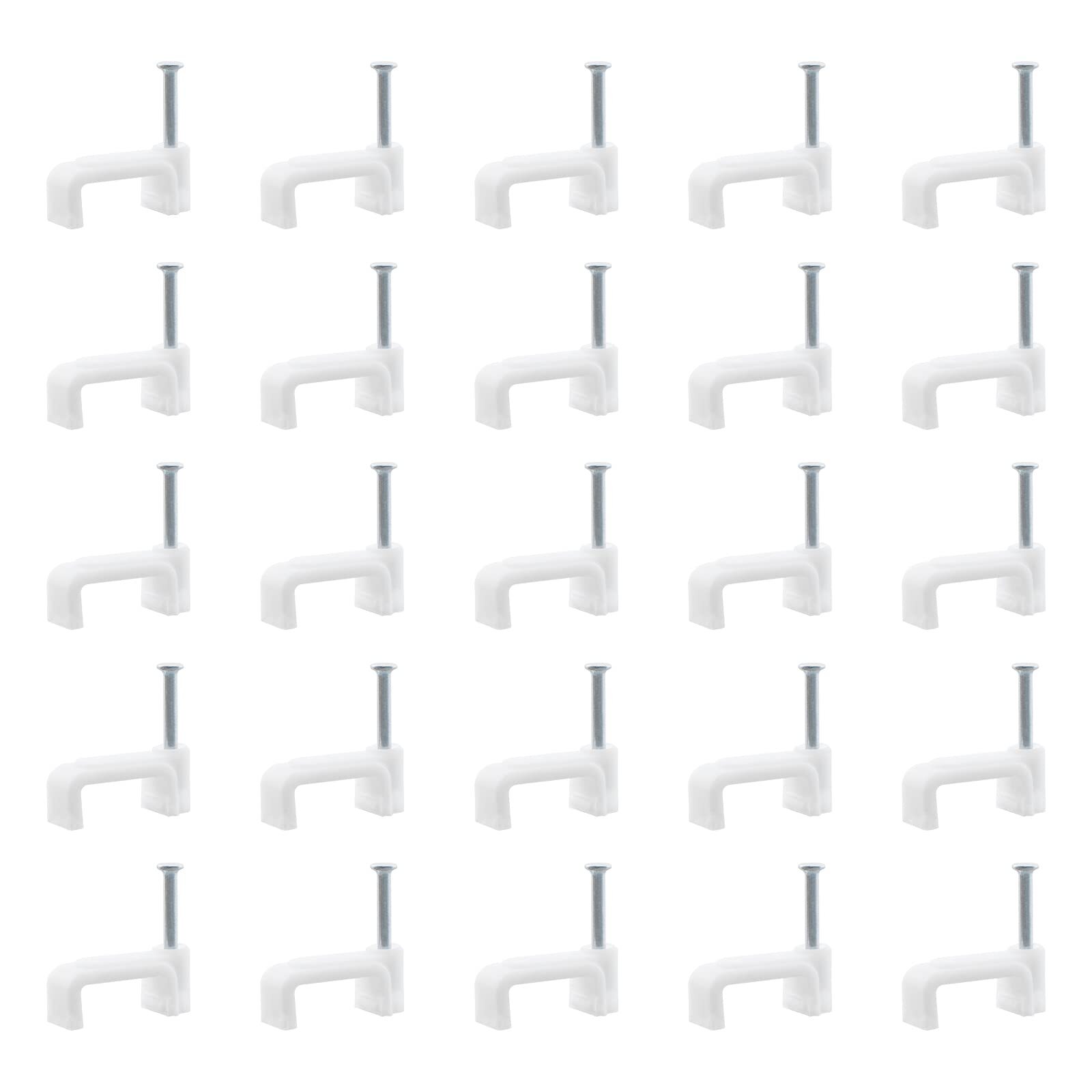 200pcs 12mm Flat Cable Wire Clips Cable Staples Cord Holder Wire Management Whit