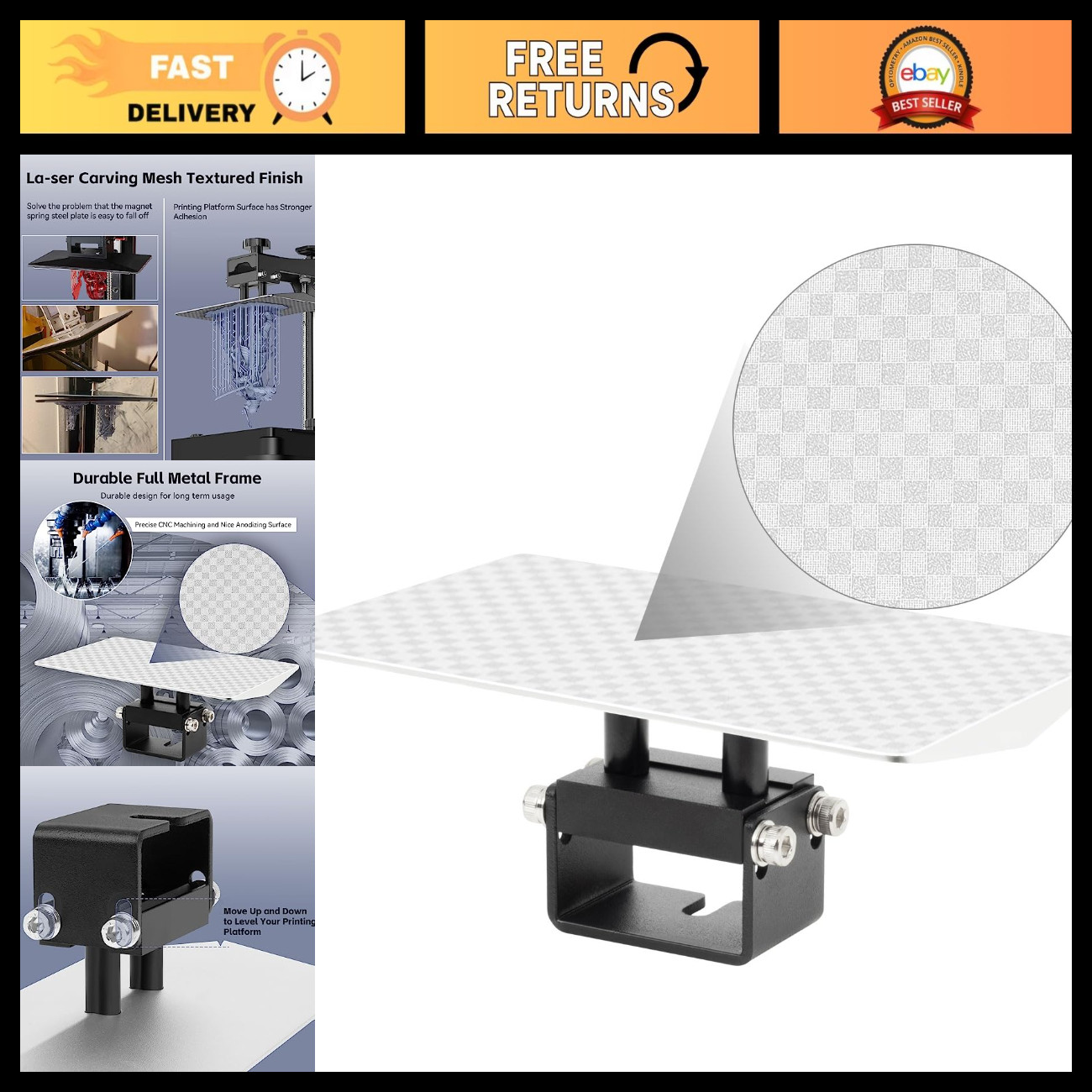 Textured Build Plate for 3D Printers - Upgrade Accessories for LCD Resin Printin