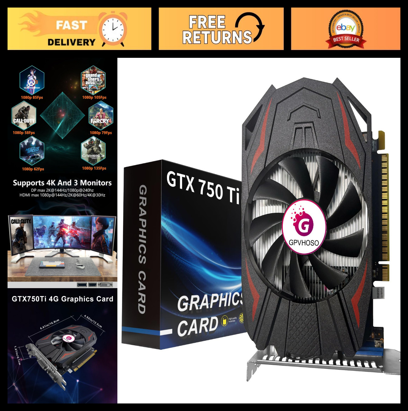 4GB GTX 750Ti Graphics Card GDDR5 128bit DirectX 12, 640 Stream Processors