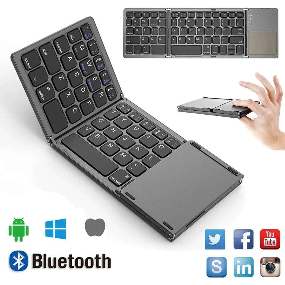 Foldable Bluetooth Keyboard Touchpad 90 Days Battery