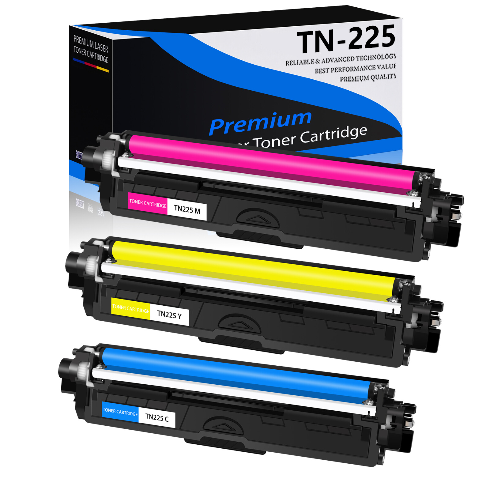 TN225 C/Y/M 3PK Color Toner Cartridge Set for Brother TN221 HL-3140CW HL-3170CDW