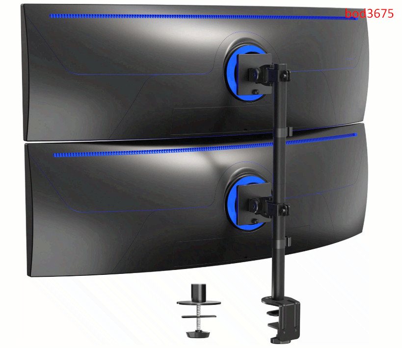 Dual Vertically Stacked Ultra-Wide Monitor Desk Mount for up to 49 inch Ultrawid