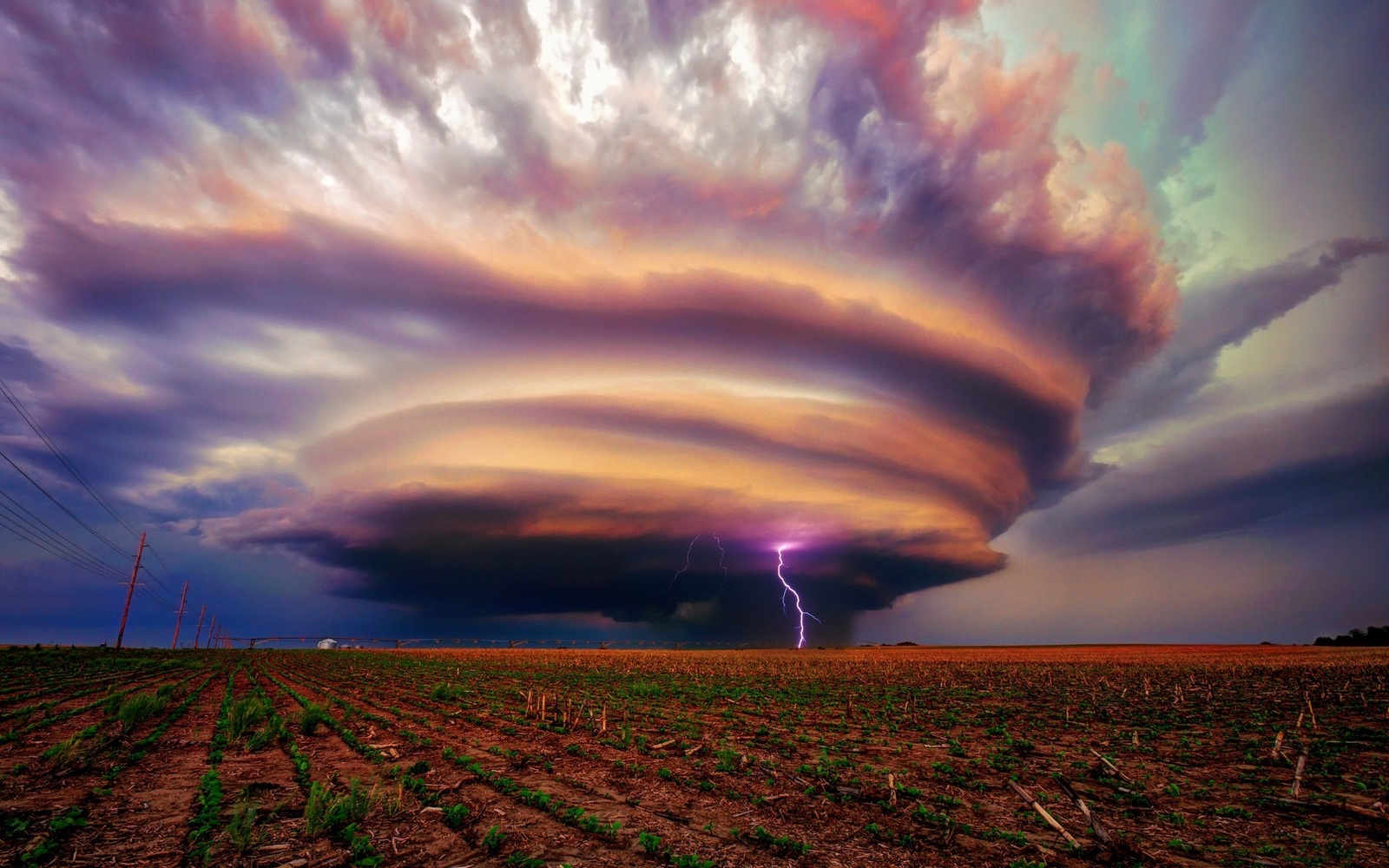 Landscape storm lightning field tornado Custom Gaming Mat Desk