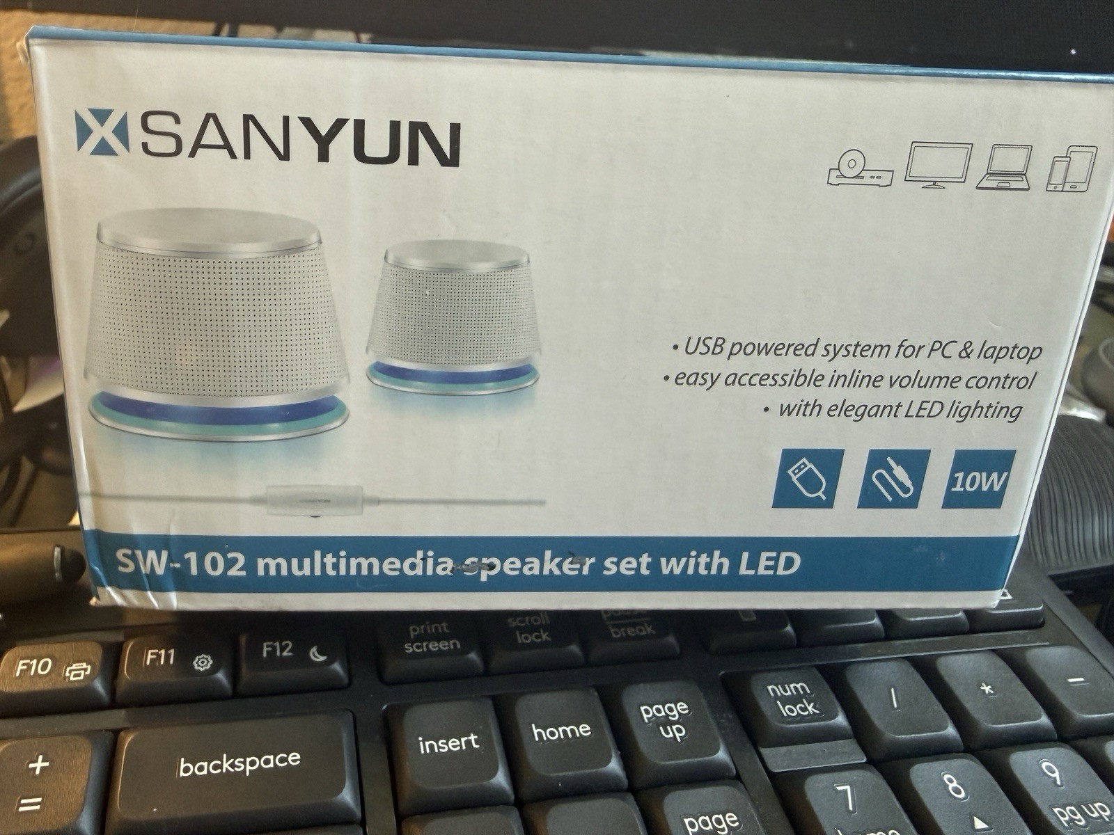 Sanyun SW-102 Multimedia Speaker Set with LED – Open Box -- New