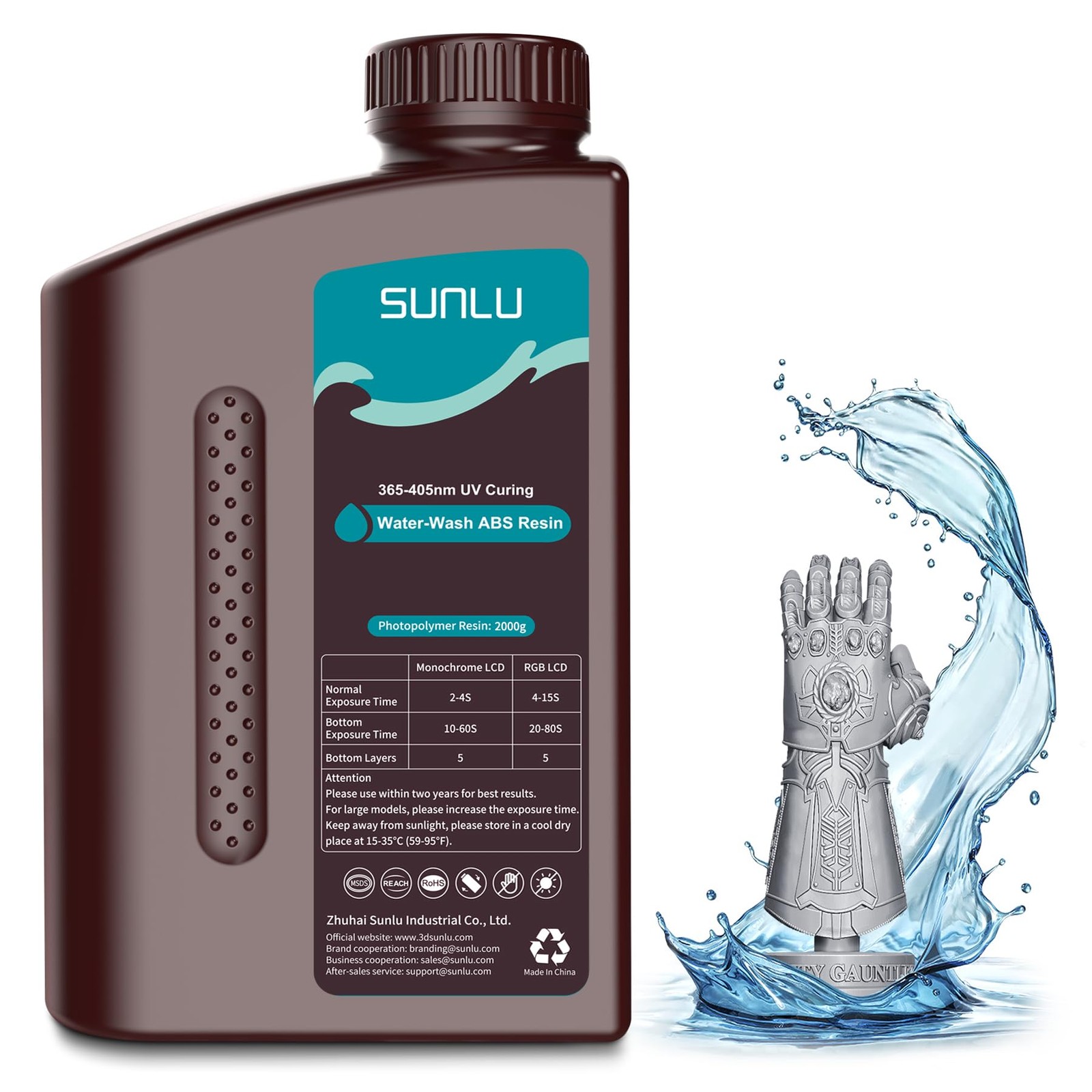 SUNLU 2KG Water-Washable ABS-Like Resin, Combines Toughness & Easy Wash, Non-Bri