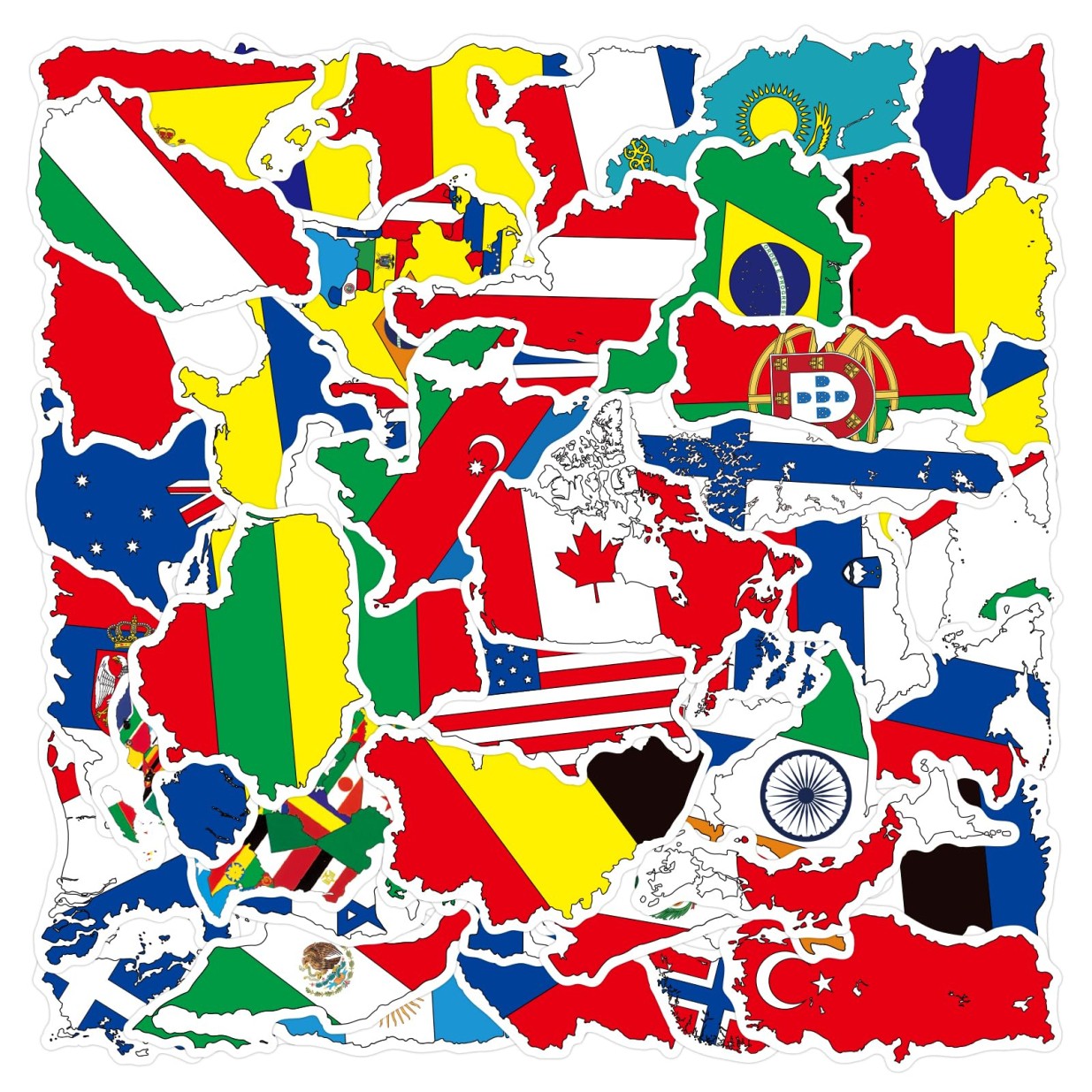 FMOST 100 Pcs World Flag Stickers for Water Bottle, Waterproof Country Flag Stic