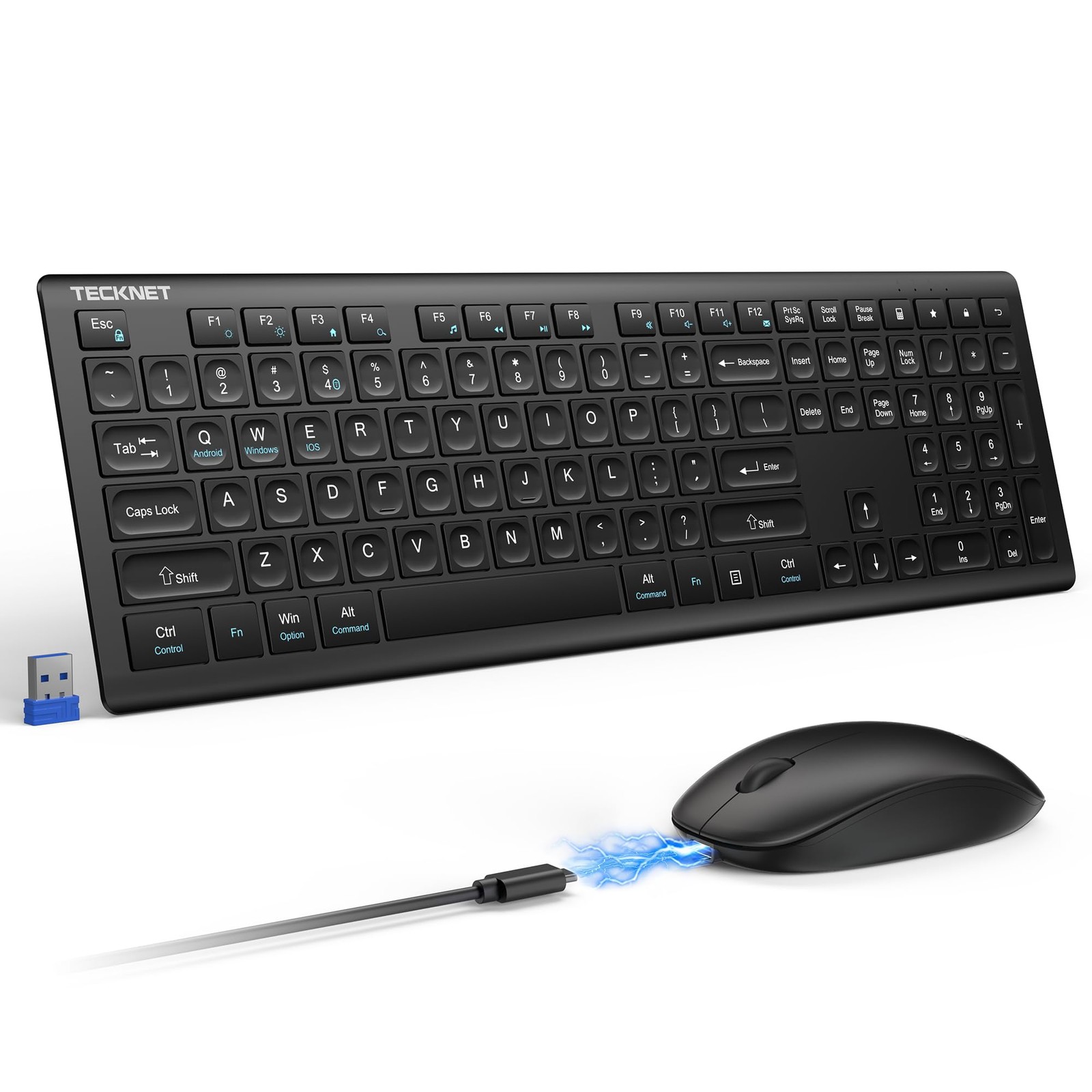 2.4G Rechargeable UltraSlim Wireless Keyboard Mouse Combo For PC Computer