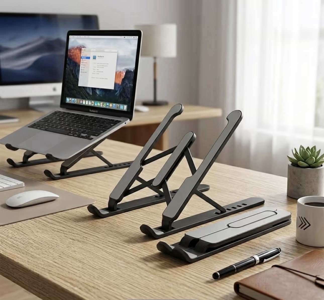 Adjustable Foldable Laptop Stand/Riser, Universal, Anti-Slip, Black