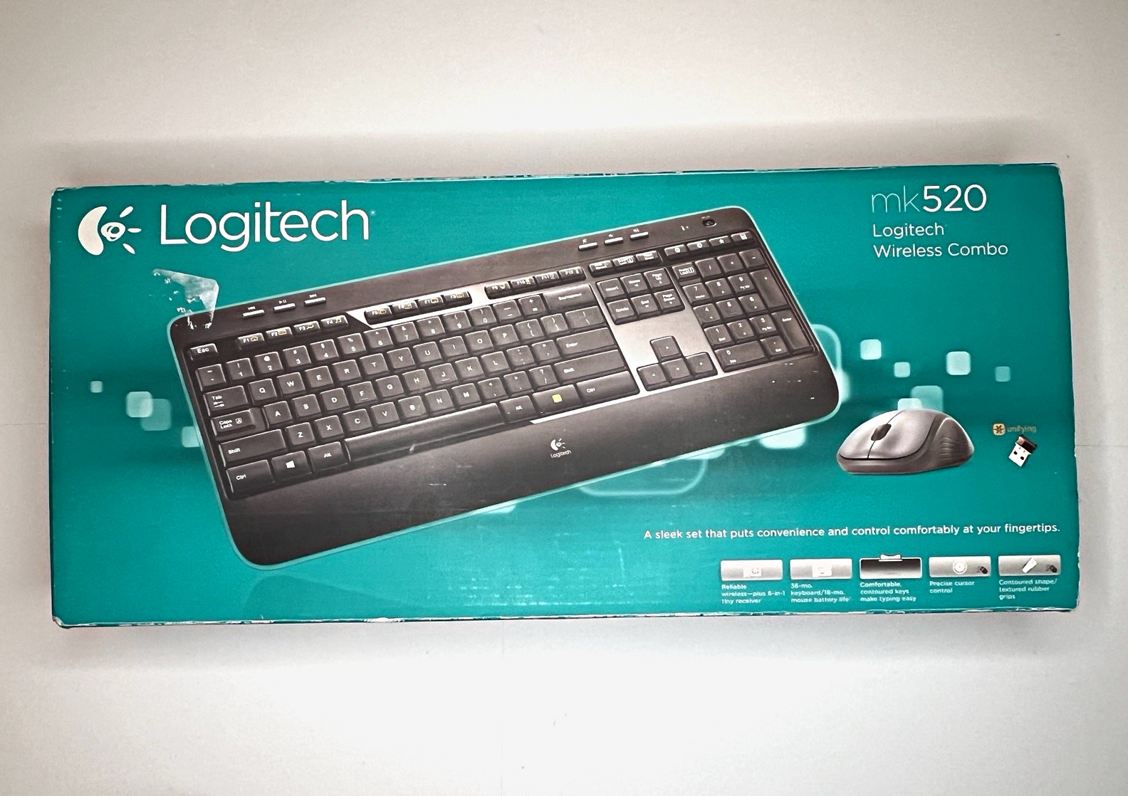 Logitech MK520 Wireless Keyboard K520 w/Purple M325 Mouse & 2 Unifying Receivers