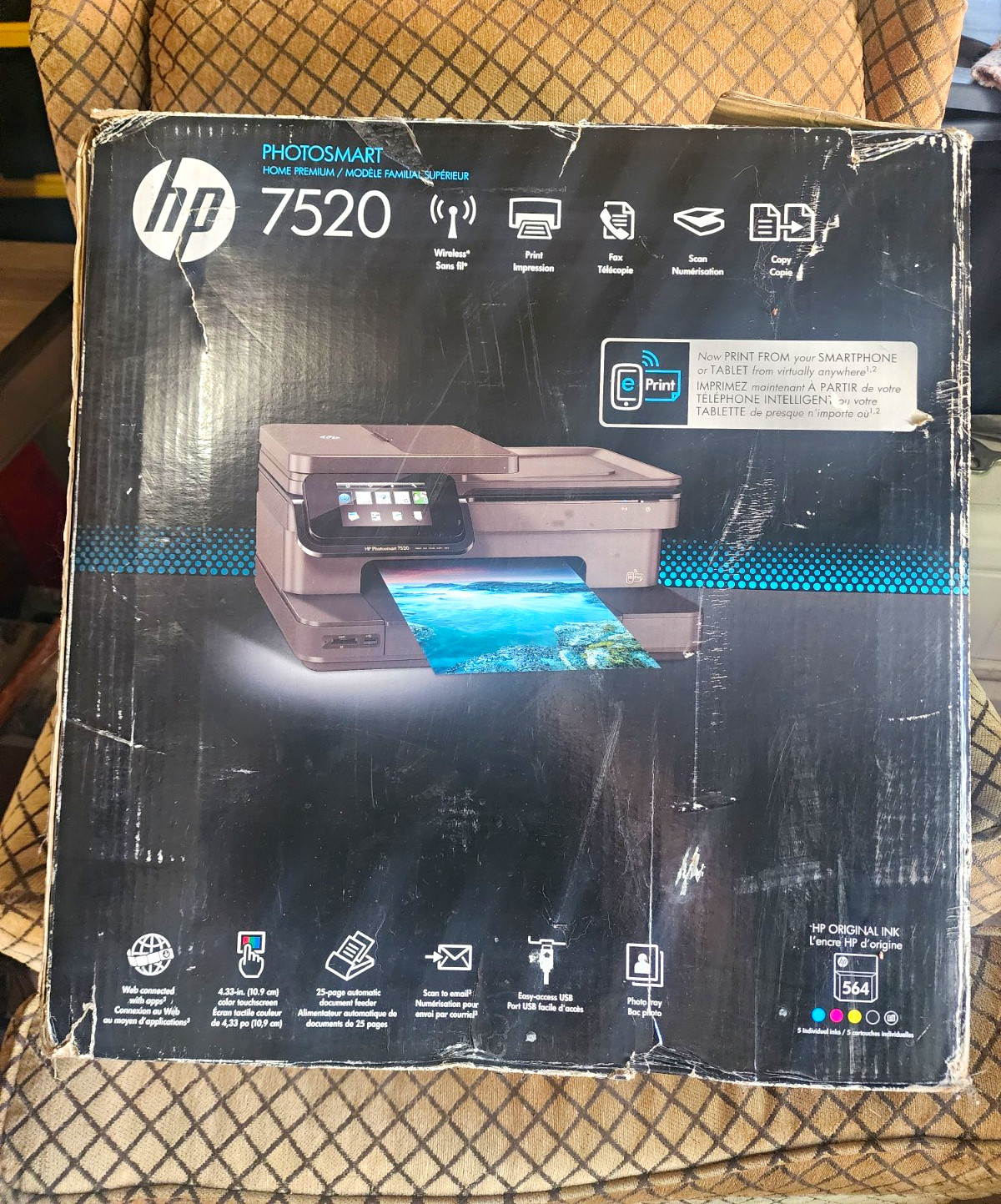 NIB HP PhotoSmart 7520 Wireless Color All-In-One Inkjet Printer Scan Copy Fax