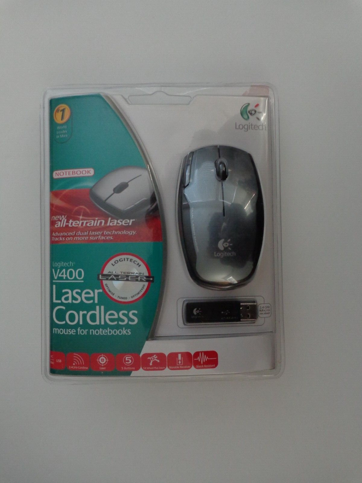 Logitech V400 Laser Cordless Notebook Mouse- Grey