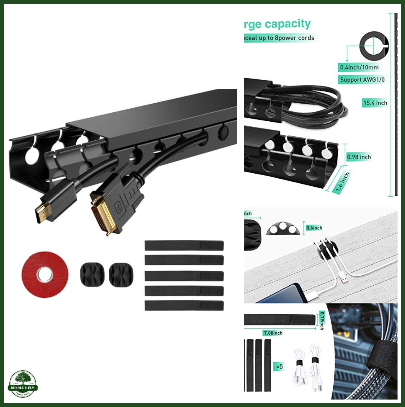 ENONCI Cable Raceway 31in Wire Covers Under Desk Cable Management 2-Pack