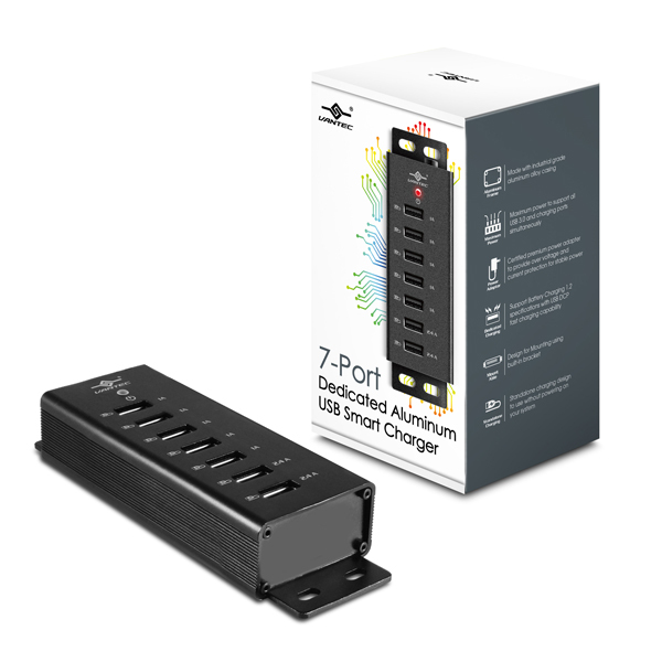 Vantec  7-Port Dedicated Aluminum USB Smart Charger 