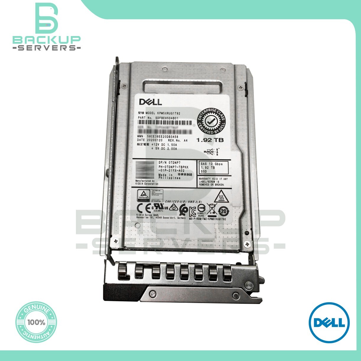 TDNP7 Dell 1.92TB 12Gbps Read Intensive SAS 2.5" TLC Internal SSD 0TDNP7