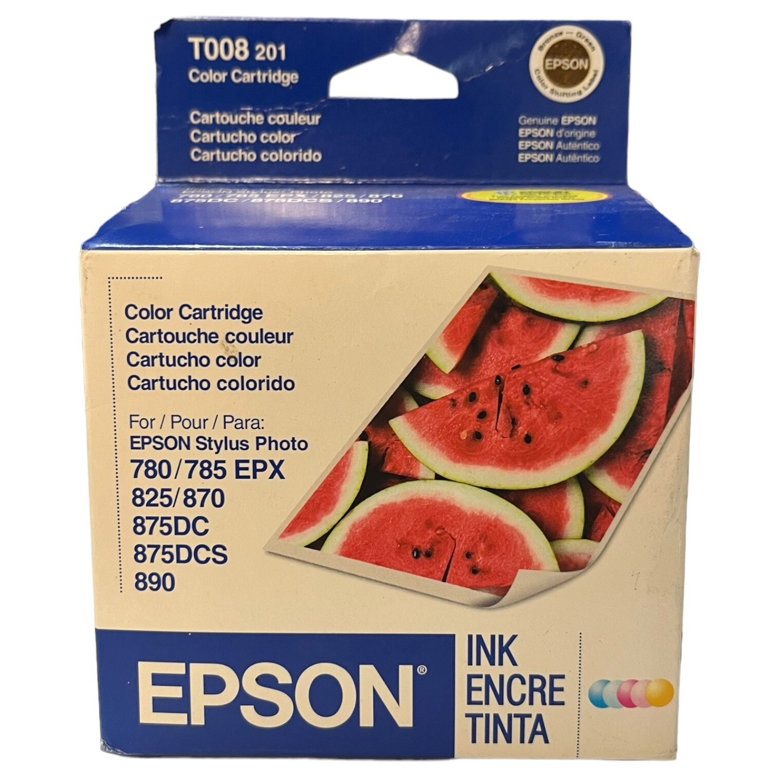 NEW Genuine Epson Color Ink Cartridge Stylus Photo T008 Expired Sealed In Box