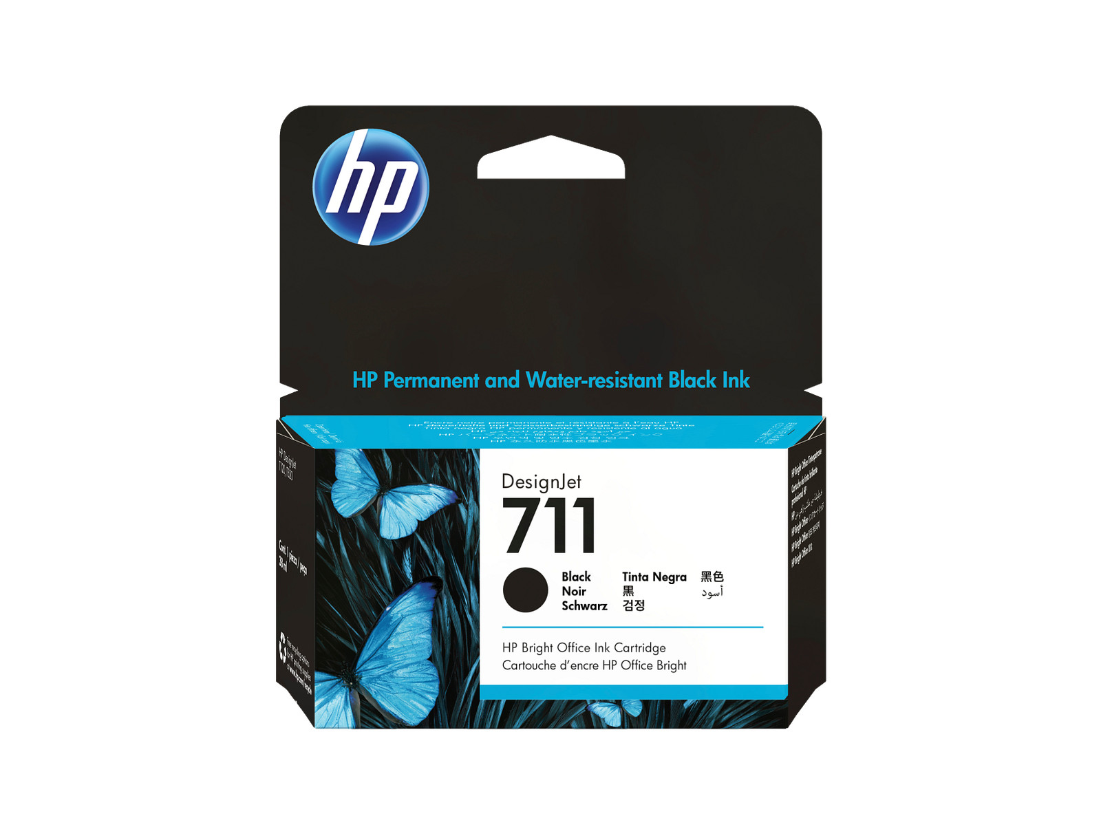 HP 711 38-ml Black DesignJet Ink Cartridge, CZ129A