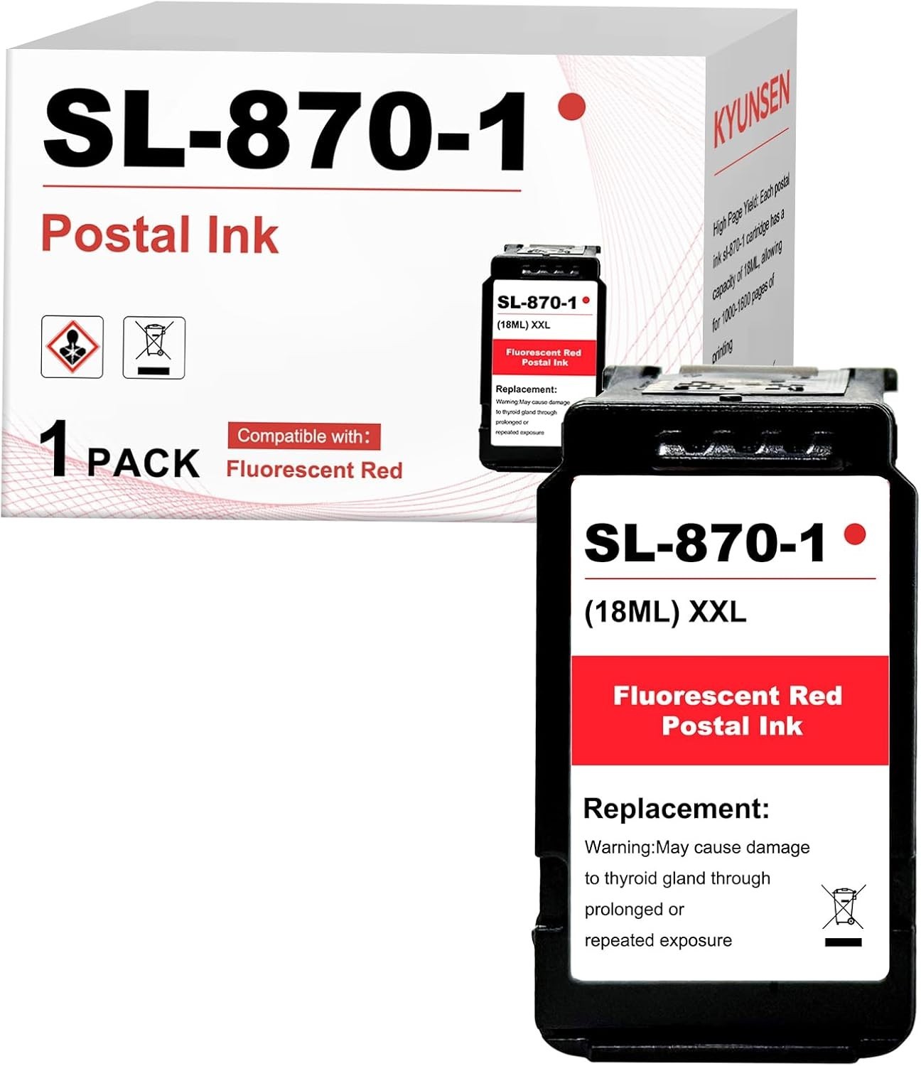 High Capacity SL-870-1 XXL Red Ink Fluorescent Red Ink Cartridge Postage Machine