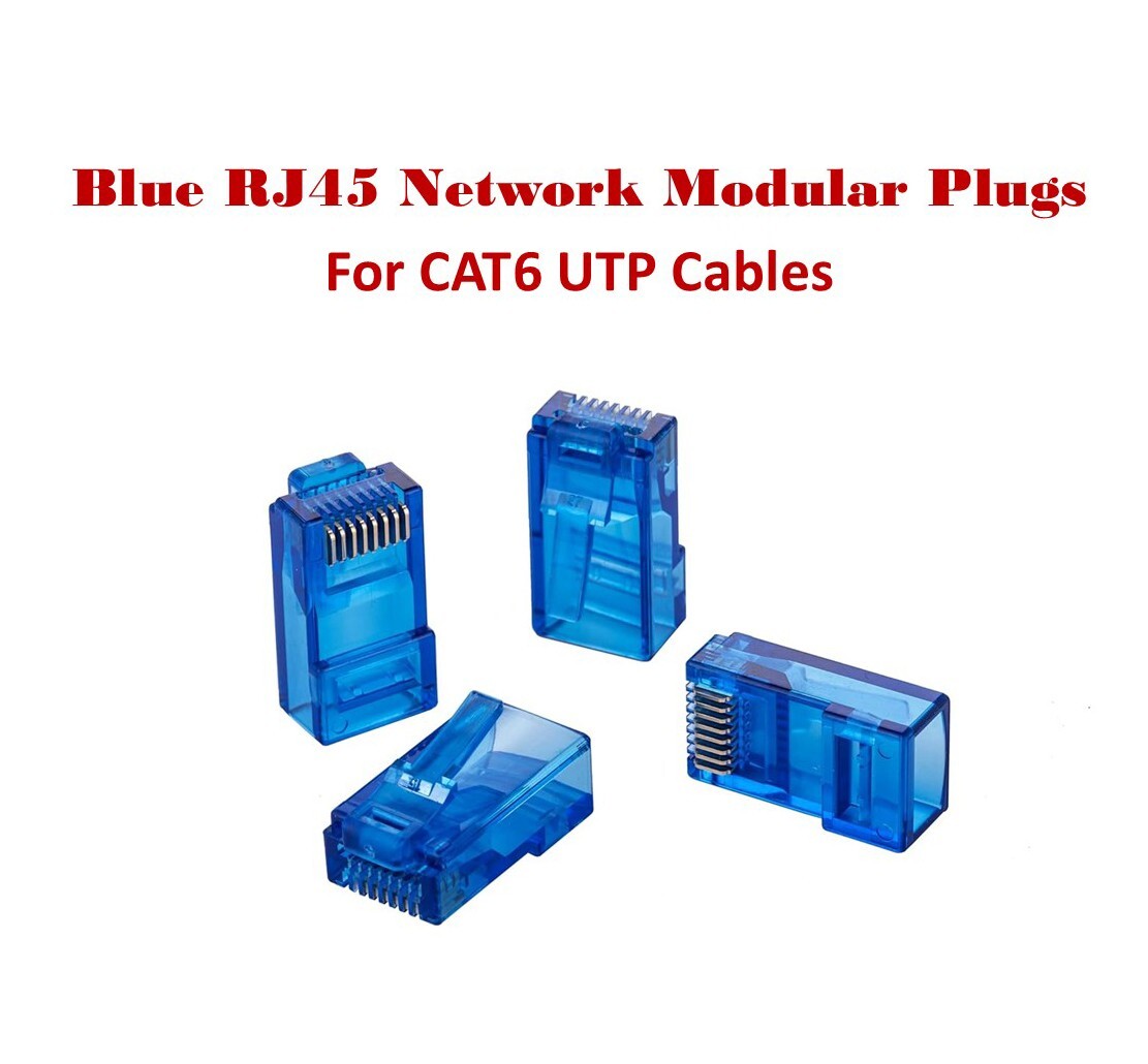 Blue RJ45 End Pass Thru EZ Modular Plugs 8P8C for Cat6 Network Cables Pack LOT