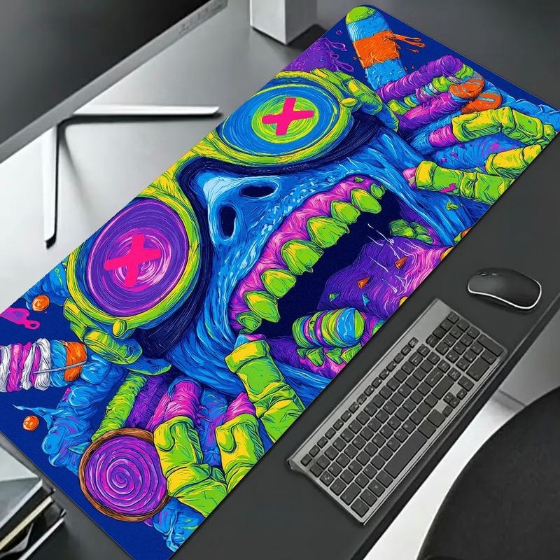 1pc Multi-Size Neon Zombie Printed Large Gaming Mouse Pad Smooth Keyboard Mat