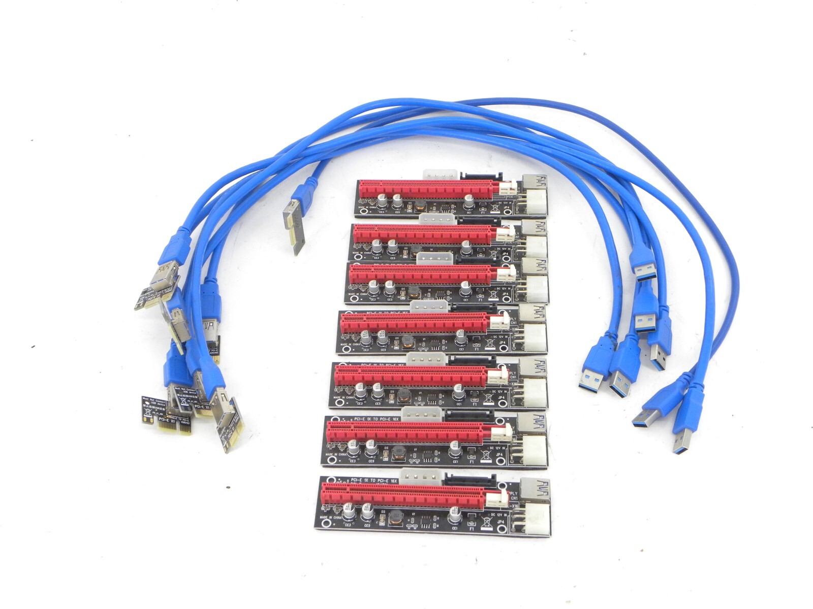Lot of 7 PCI Express Riser Card 1X 16X GPU Mining USB 3.0 Cable Card VER.SU-103E