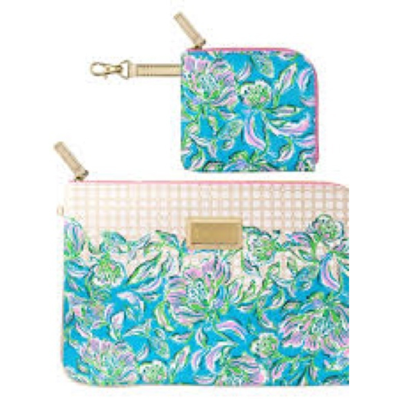 Lilly Pulitzer Tech Pouch Set Chick Magnet Blue Floral Laptop Sleeve NWT 12.75x9