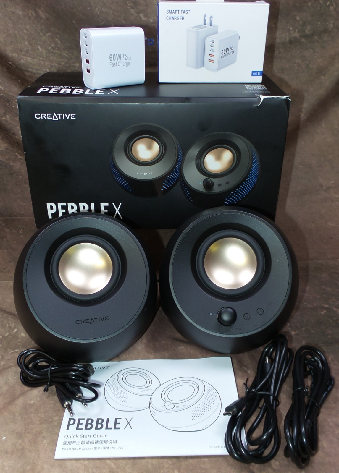 Creative Pebble X 2.0 Desktop Speakers USB-C Bluetooth 5.3 RGB Lighting 30W