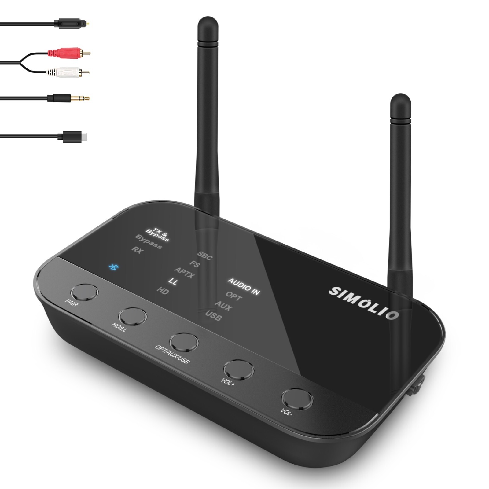 SIMOLIO Bluetooth Transmitter Receiver for TV Home Stereo, aptX Low Latency & HD