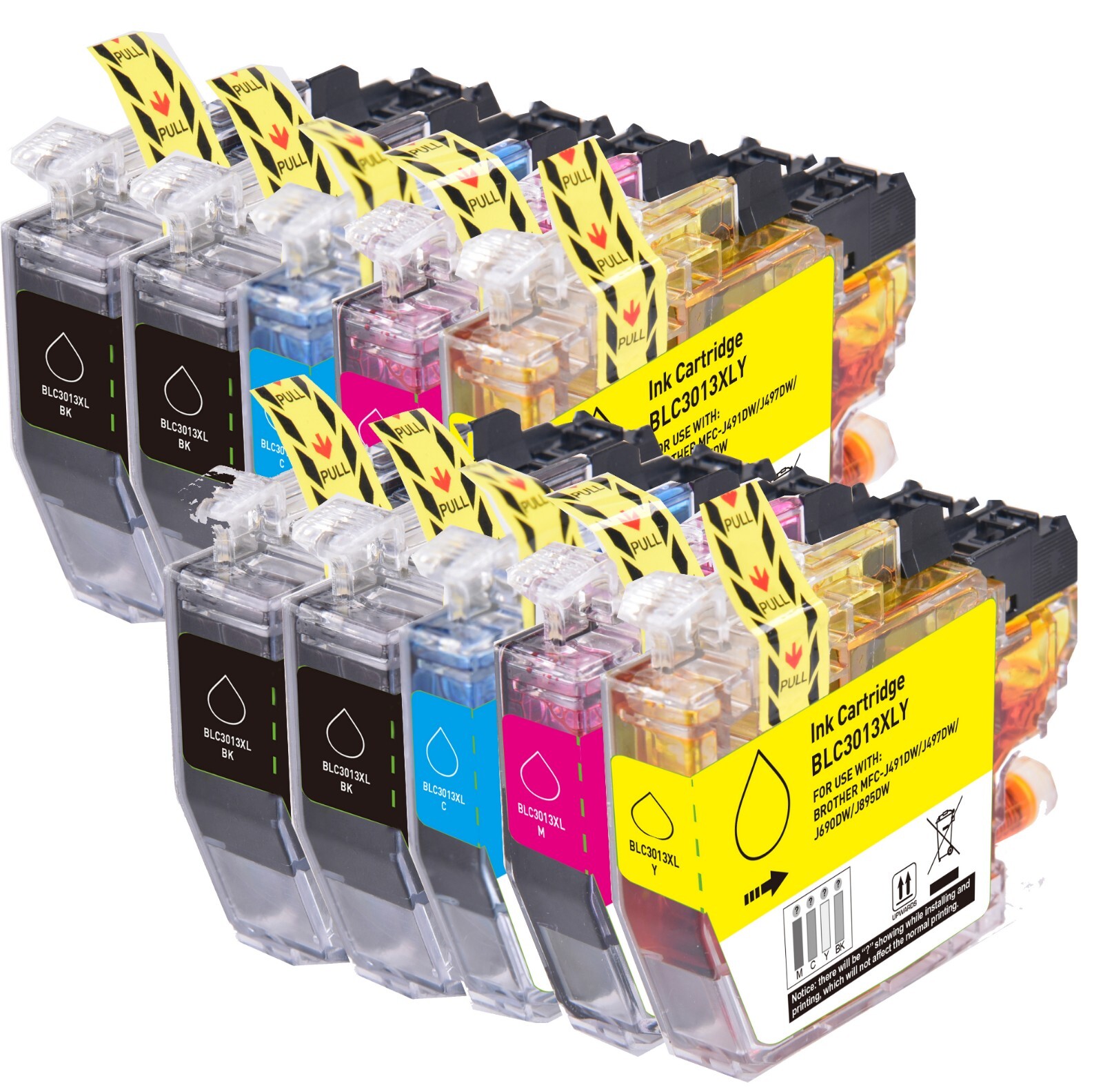 10 PK Color Ink Compatible with Brother LC3013 MFC-J491DW MFC-J497DW MFC-J895DW