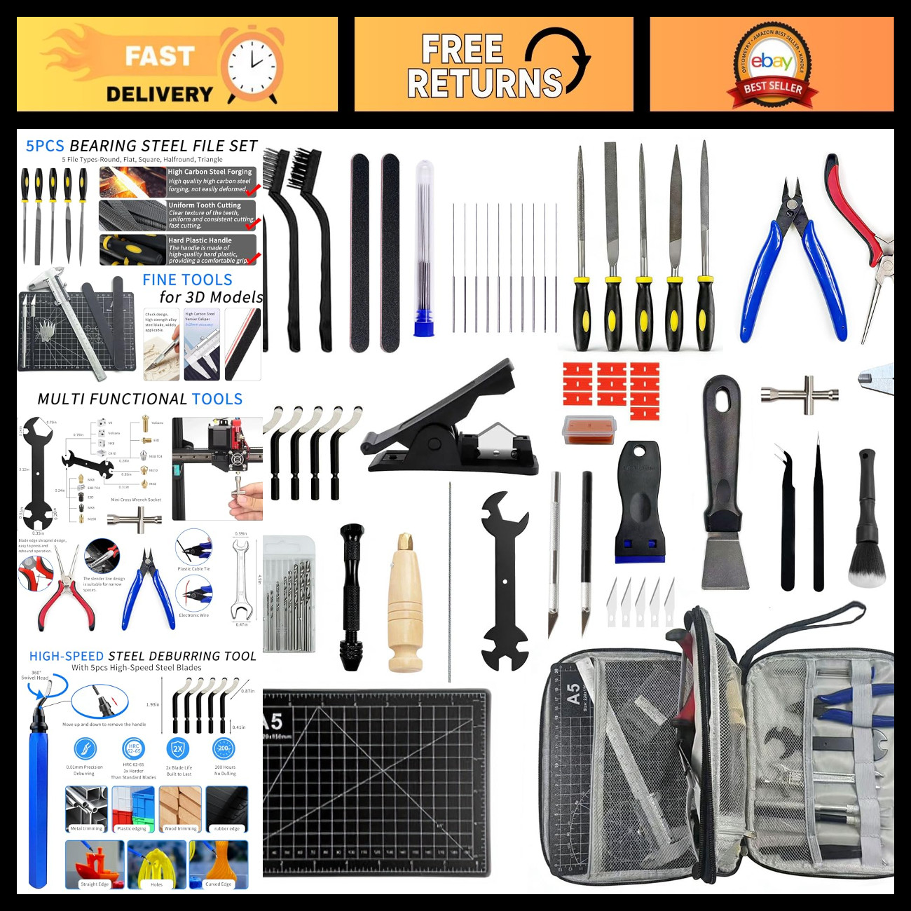 70PCS 3D Printer Tool Kit - Essential Accessories for FDM/SLA Printing