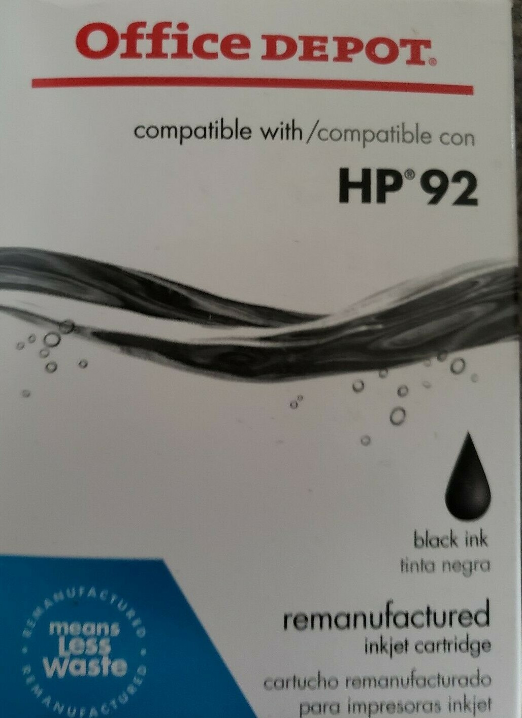 HP 92 ~ Office Depot Brand ~ Inkjet Ink Cartridge ~ Black ~ NIB