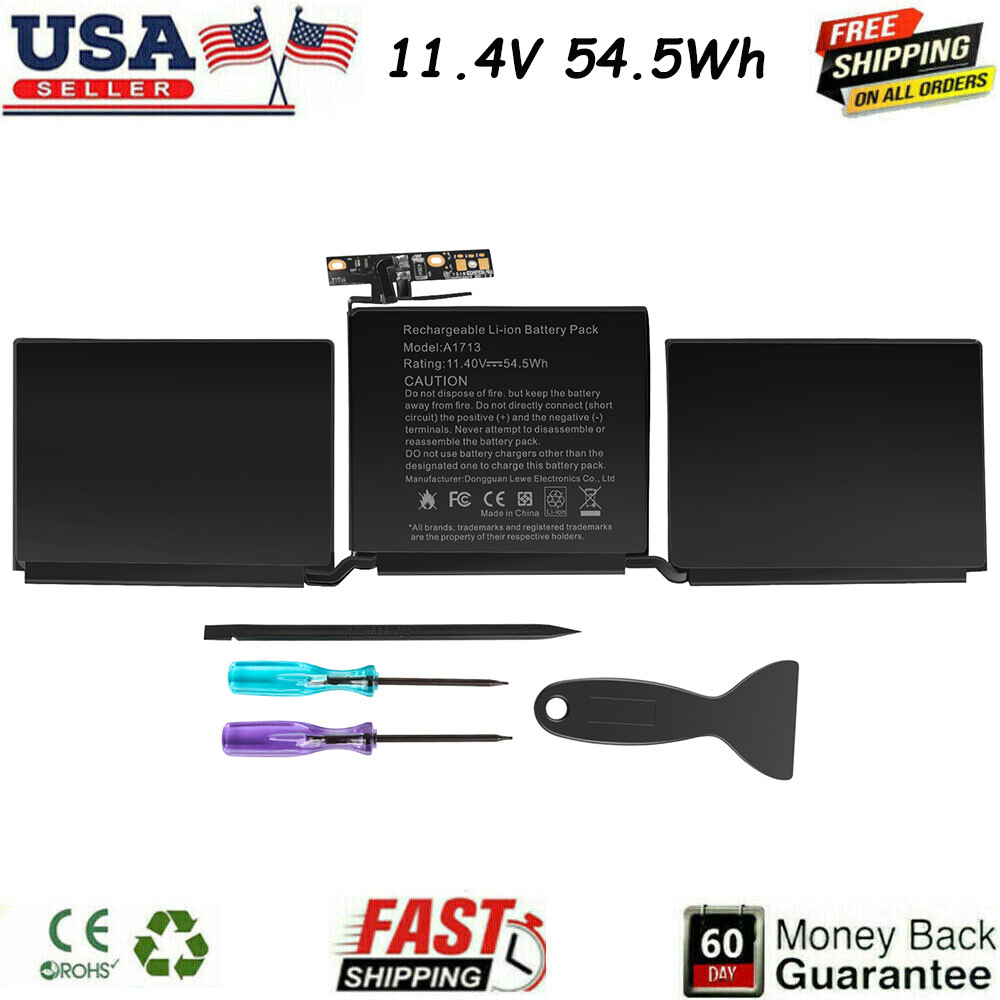 Lot A1713 A1708 Battery for MacBook Pro 13 inch Late 2016 Mid 2017 EMC 2978 3164