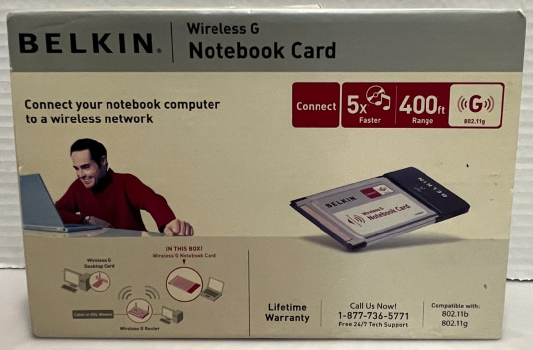 Belkin Wireless G Notebook Card F5D7010 PCMCIA WiFi Adapter Open Box
