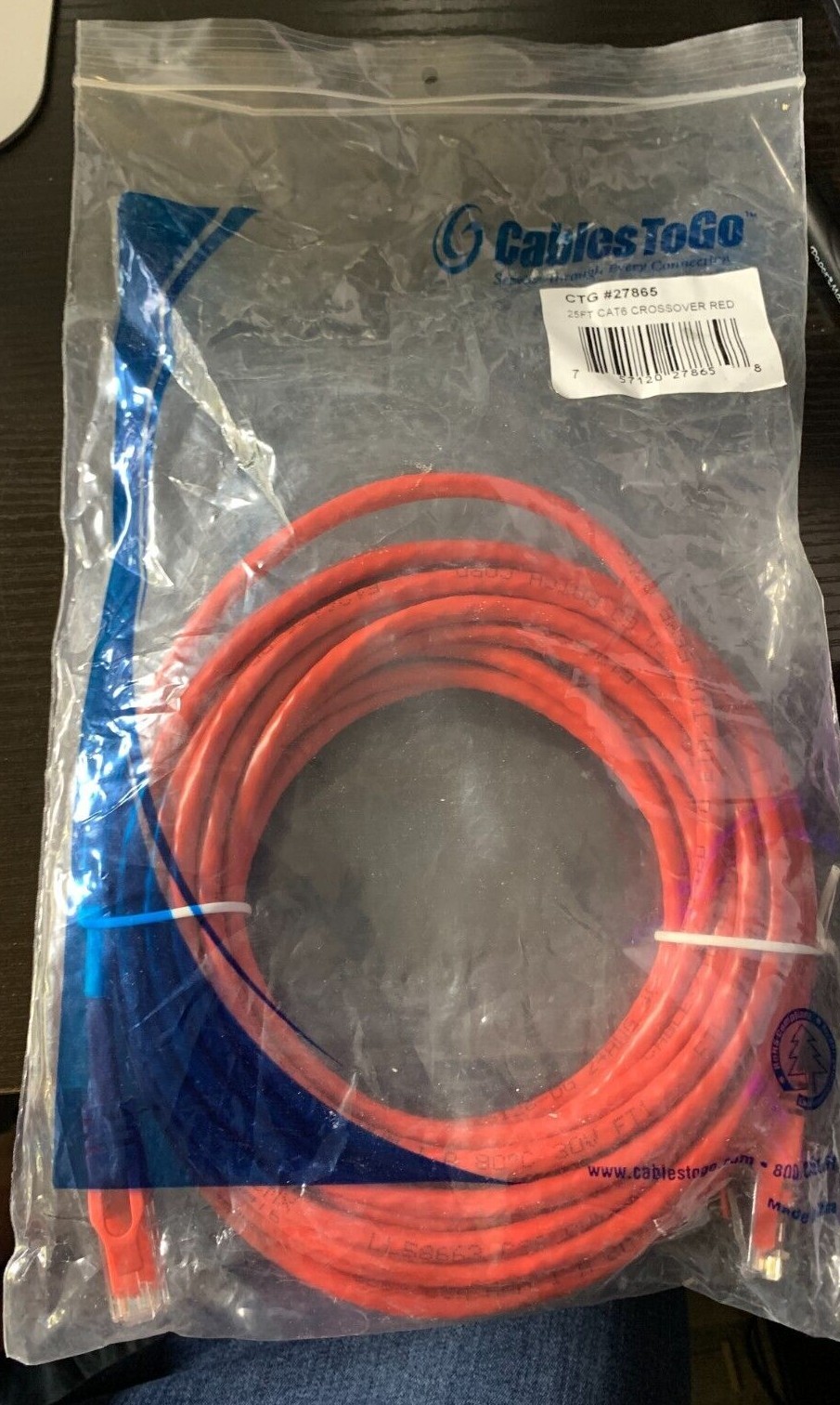 25ft CAT6 Crossover Red