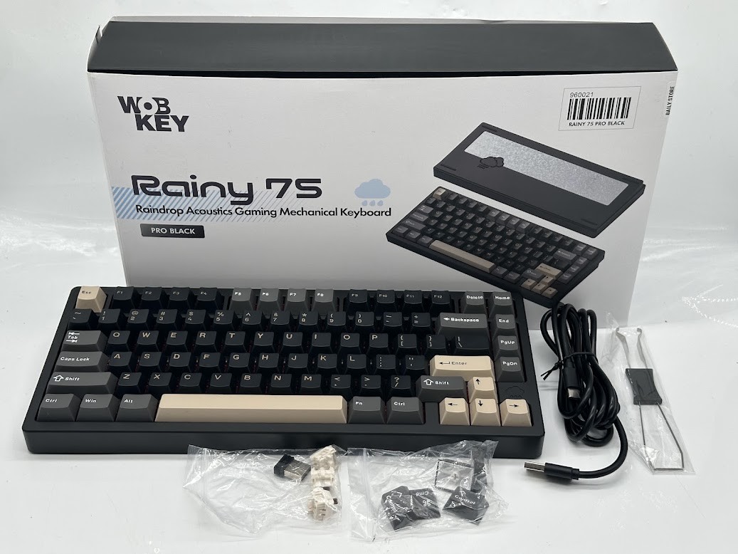 WOBKEY Rainy 75 Pro Keyboard, Cocoa Switch - Anodized Black