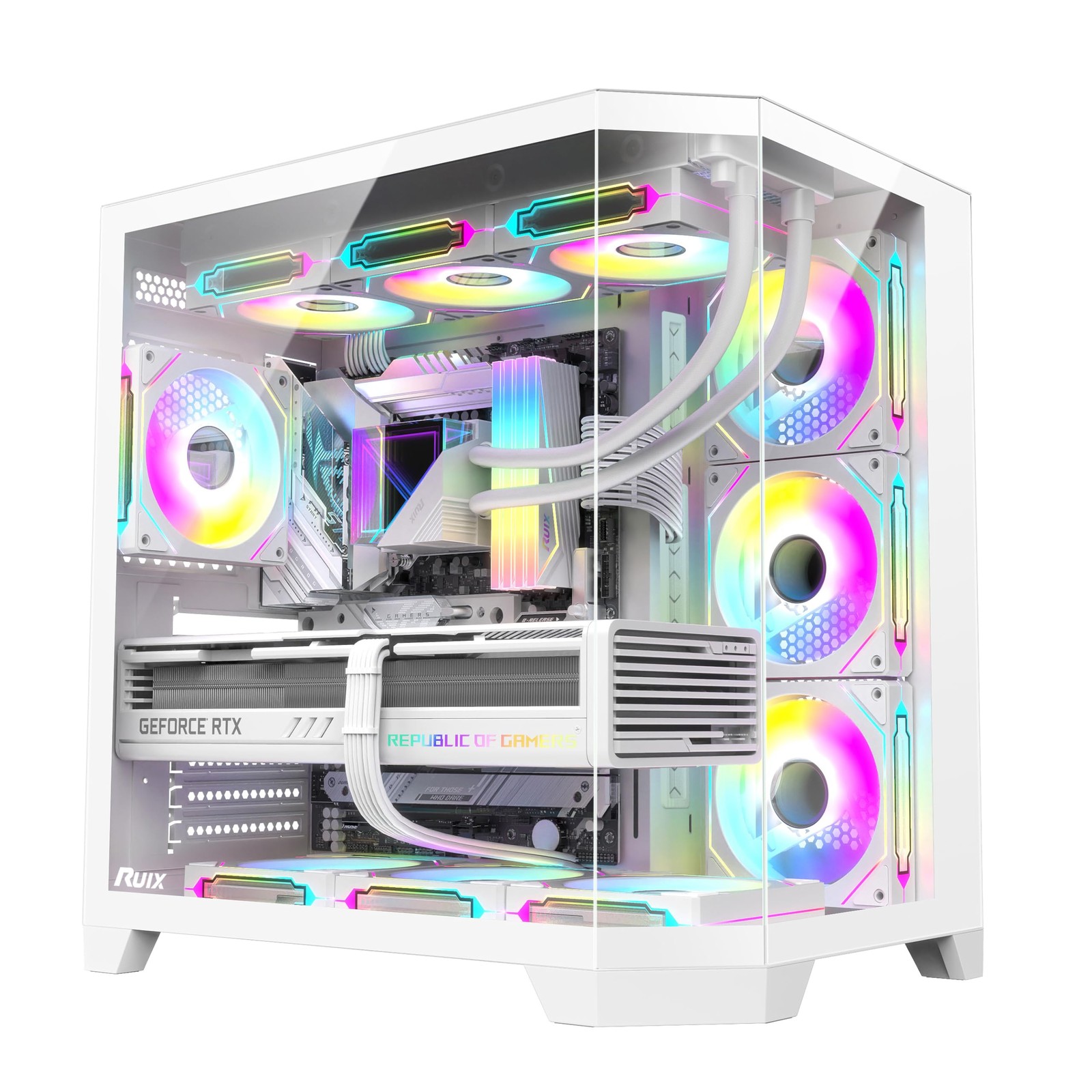 OV303 Mid-Tower PC Case, Pre-Installed 4 x 120mm Prism Fans, USB 3.0 & Type-C