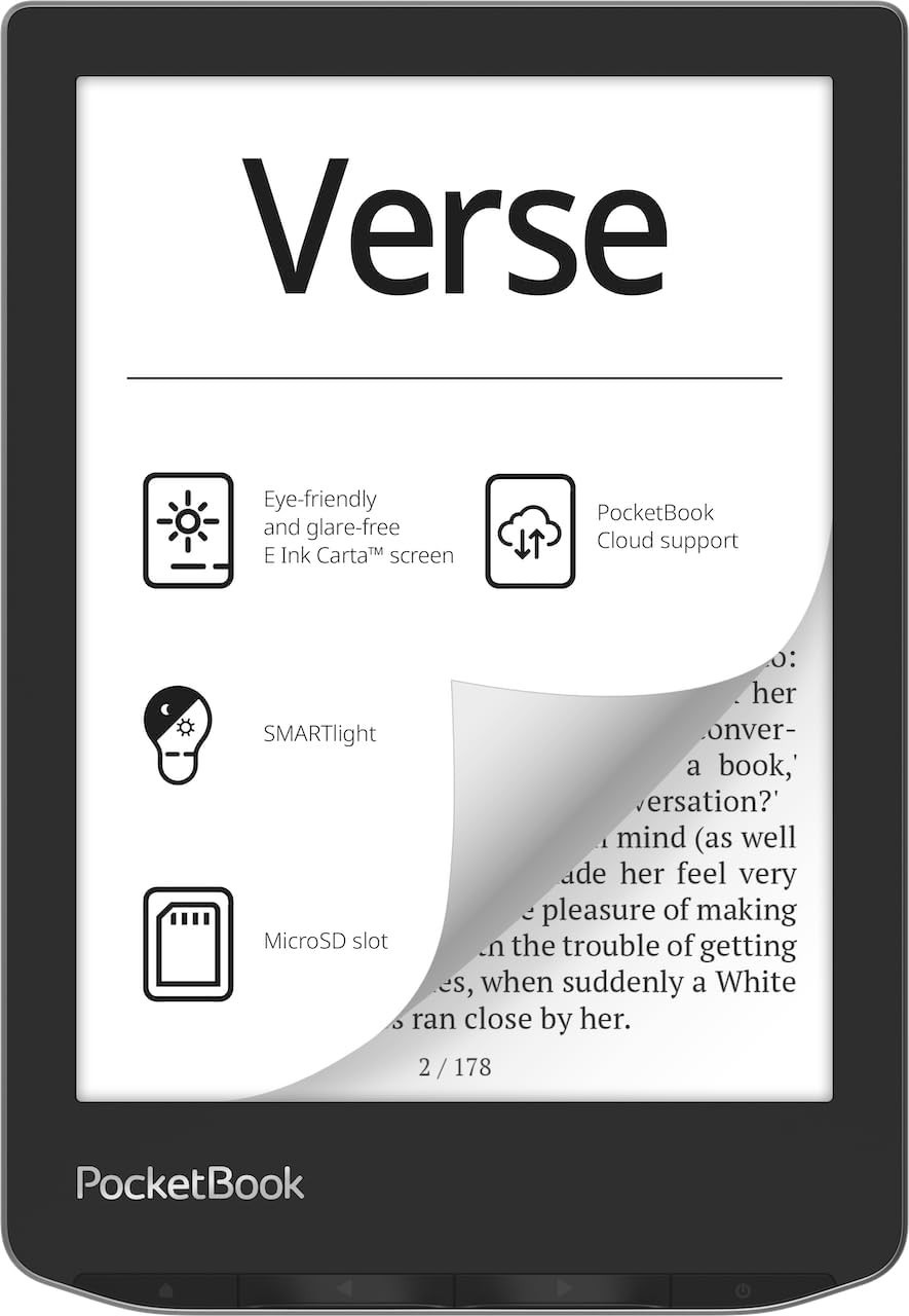 PocketBook Verse E-Reader, 6'' E-Ink Carta™ HD Touchscreen, Misty Grey