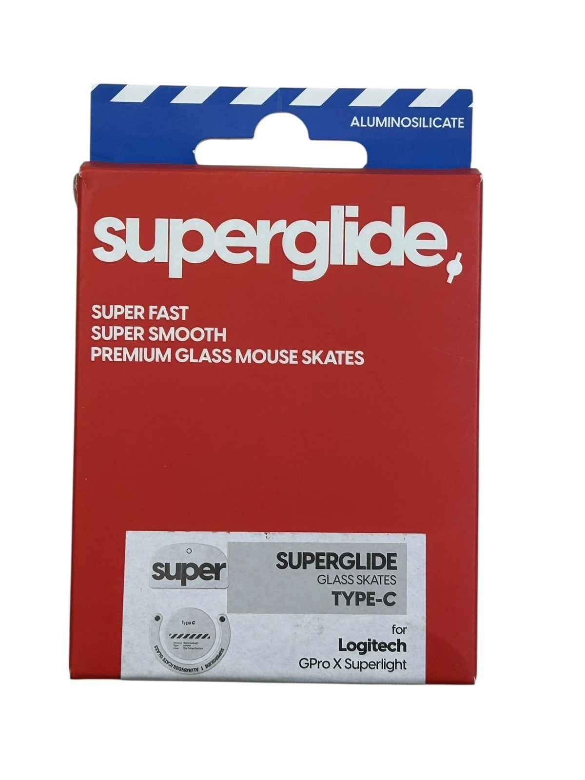 Superglide2 Glass Mouse Skates Type-C for Logitech G Pro X Superlight2 White Red