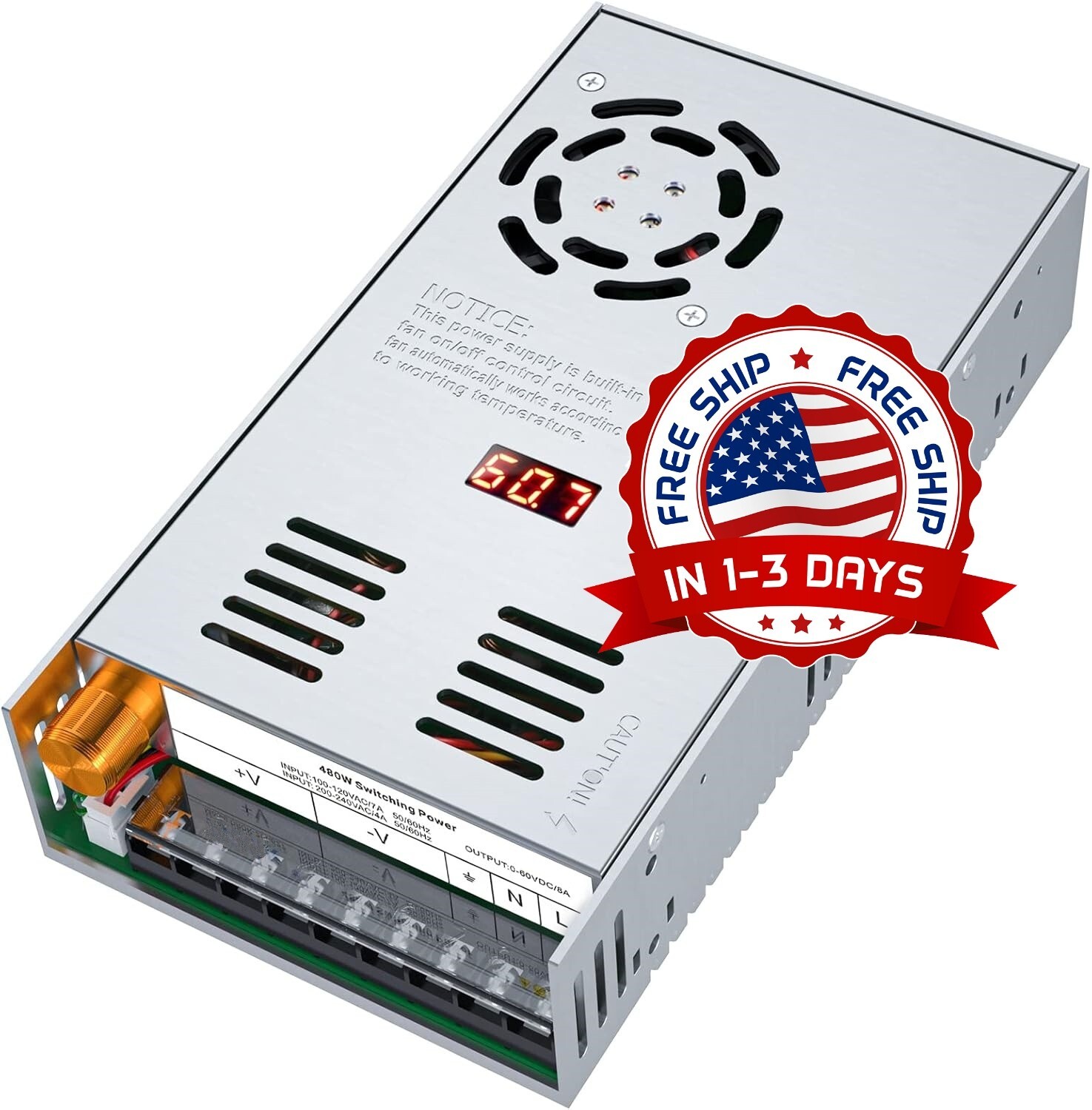 Fuente de alimentación, adaptador LED variable ajustable regulado, 8 amperios US