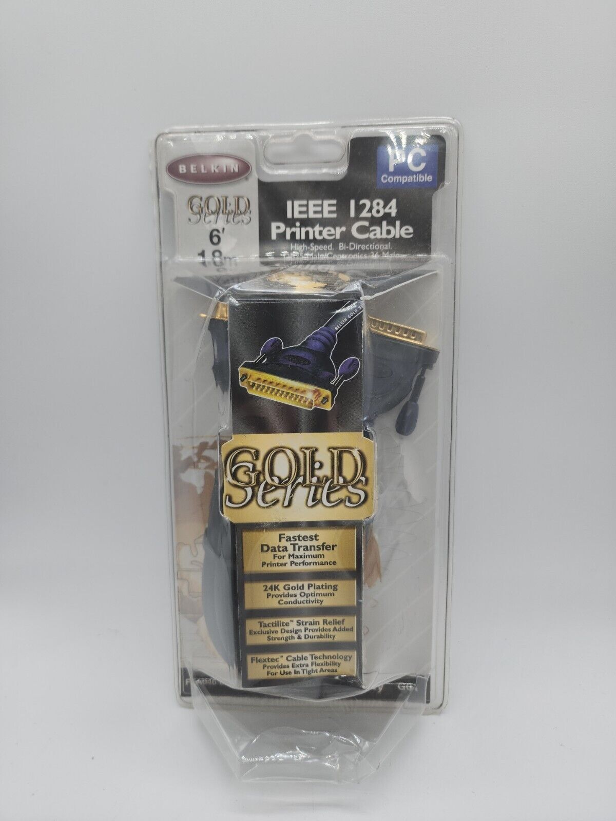 Belkin Gold Series IEEE 1284 Printer Cable DB25 Bi Directional 36 Male 10 Ft