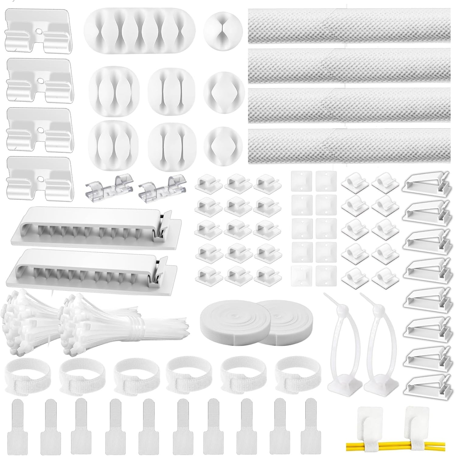 [313Pcs] Cable Management Kit, Reusable Computer Desk Cord Organizer