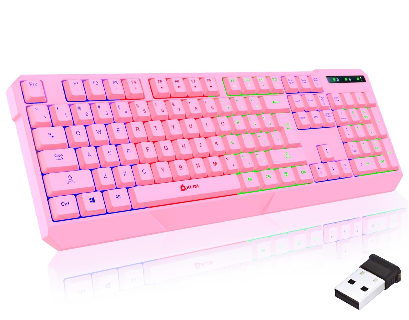 KLIM Chroma Wireless Gaming Keyboard RGB - New Version 2024 - Long-Lasting Re...