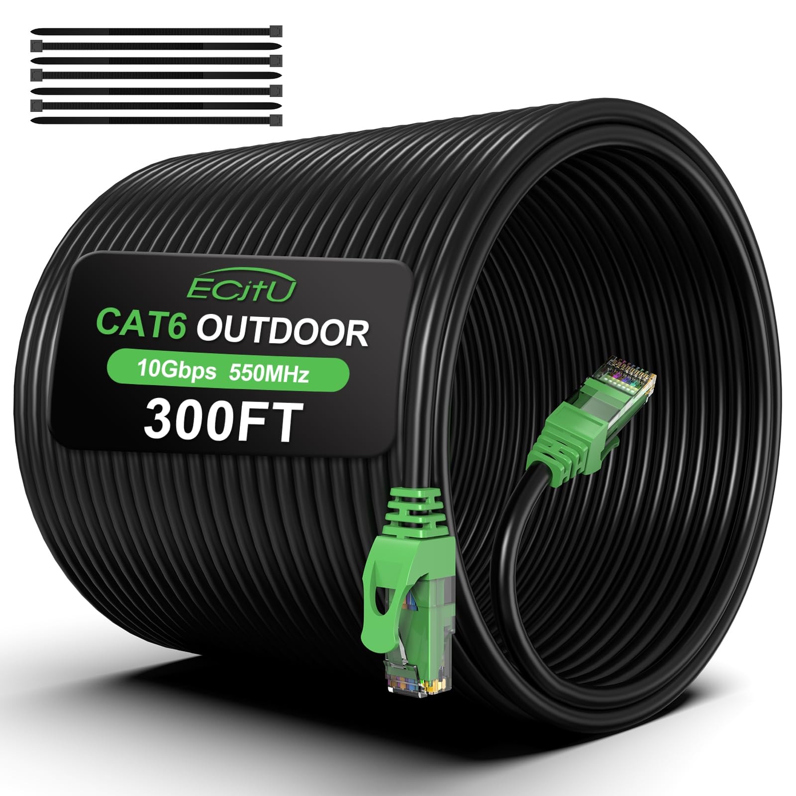 300FT Cat6 Outdoor Ethernet Cable, In-Ground, Heavy Duty Direct Burial -SALE OFF